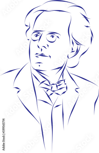 vector illustration portrait of classical music composer Gustav Mahler