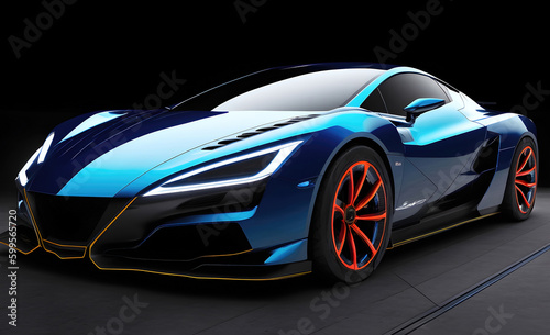 Electric supercar sci fi design  fantastic sports car modern project. Generative Ai.