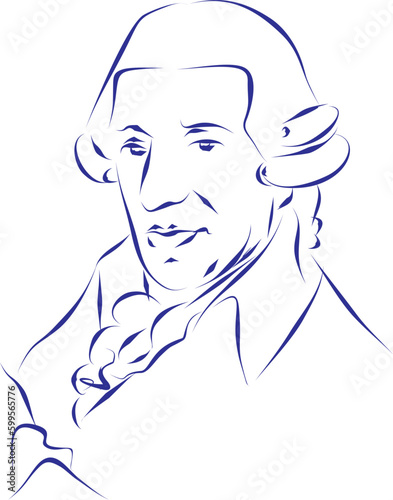 vector illustration portrait of classical music composer Joseph Haydn