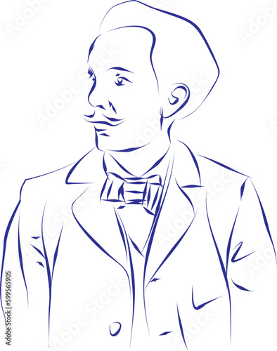 vector illustration portrait of classical music composer Richard Strauss