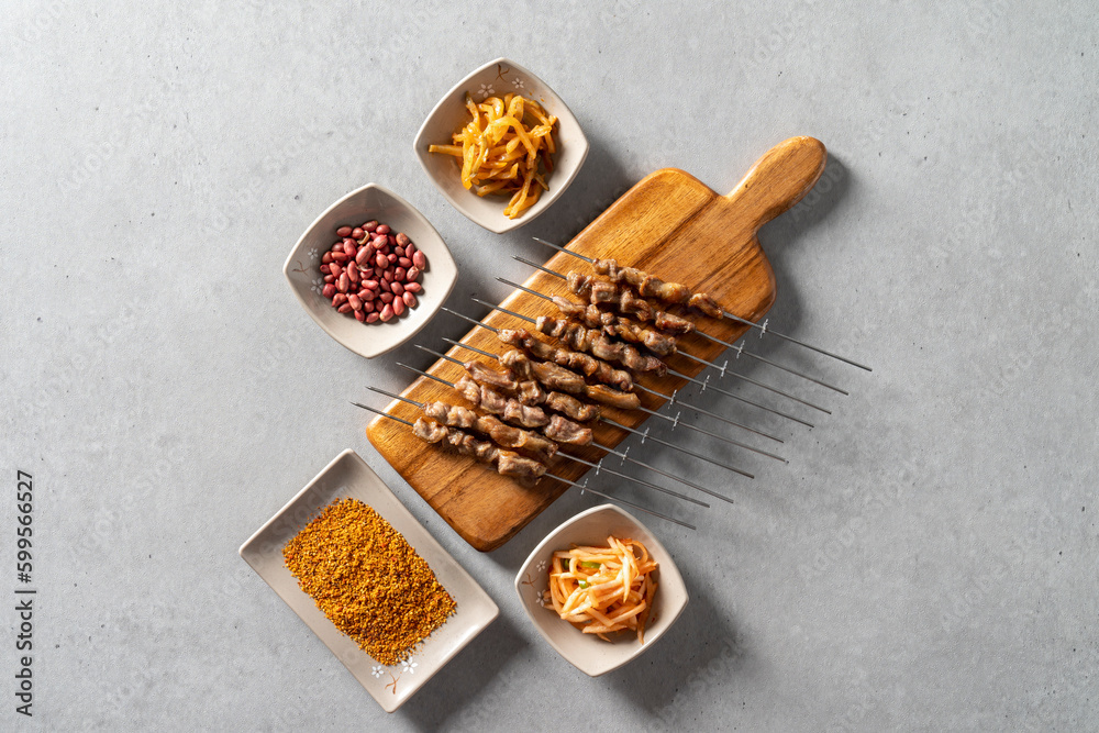 Stir-fried Cartilage Korean food dish meal Organ skewers Grilled lamb chops Lamb skewers Malatang Stir-fried Cartilage Korean food dish meal Organ skewers Grilled lamb chops Lamb skewers Malatang