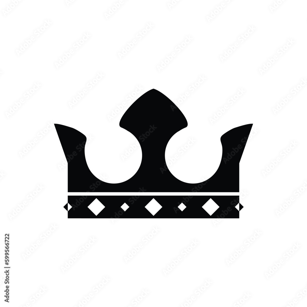 King crown silhouette icon on white background. Emblem and Royal ...