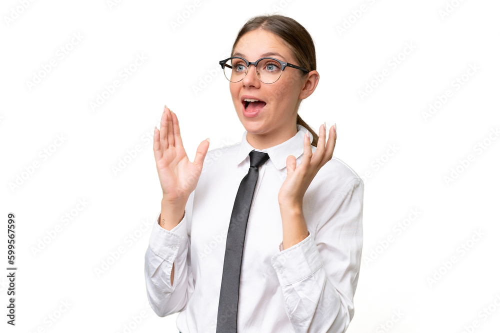 Young business caucasian woman over isolated background with surprise facial expression Young business caucasian woman over isolated background with surprise facial expression