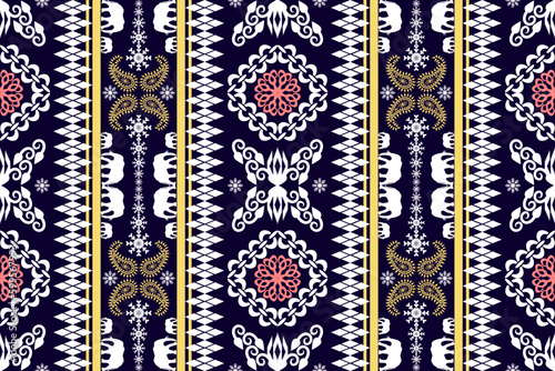 Ethnic Figure aztec embroidery style. Geometric ikat oriental traditional art pattern.Design for ethnic background,wallpaper,fashion,clothing,wrapping,fabric,element,sarong,graphic,vector illustration