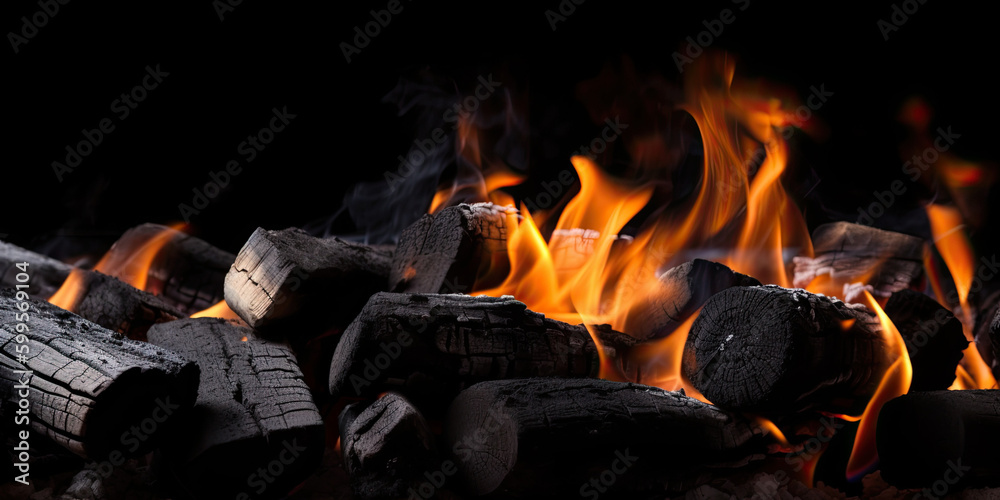 Charcoal With Flames created with Generative AI technology