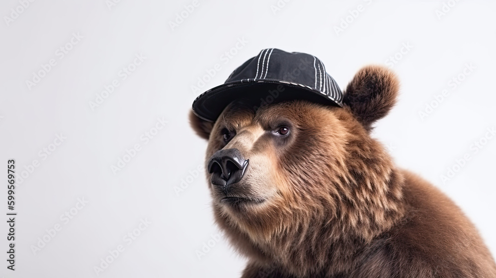 portrait of bear wearing hiphop hat portrait of bear wearing hiphop hat