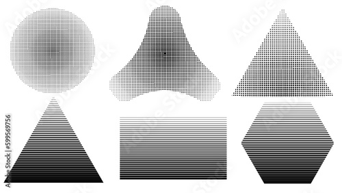 set of Halftone gradient. Dotted gradient, smooth dots spraying and halftones dot background seamless horizontal geometric pattern vector template. Abstract dot gradient halftone pattern illustration