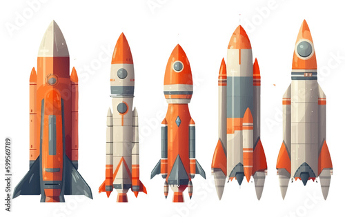 Fotografia ui set vector illustration of rocket starting fly isolated on white background