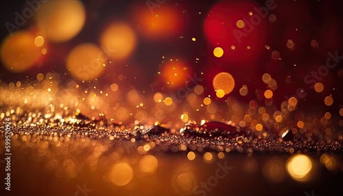 Abstract gold and red glitter background created with Generative AI technology