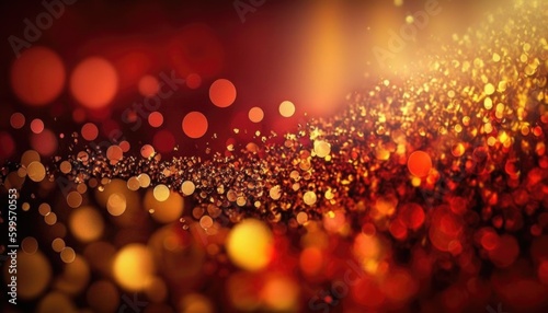 Abstract gold and red glitter background created with Generative AI technology