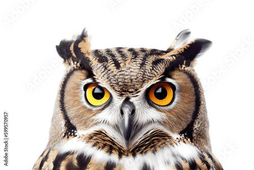 Owl Face on Transparent Background, Generative Ai