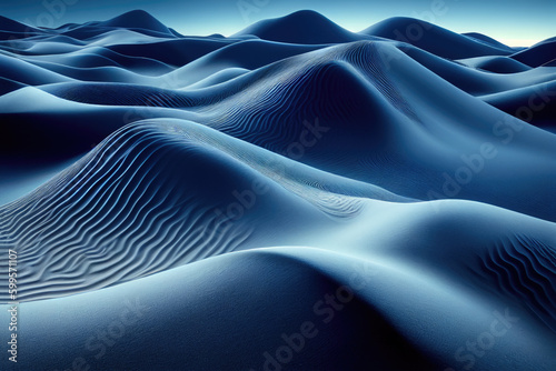 blue sand dunes abstract background created with Generative AI technology