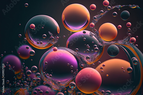abstrat bubbles background created with Generative AI technology
