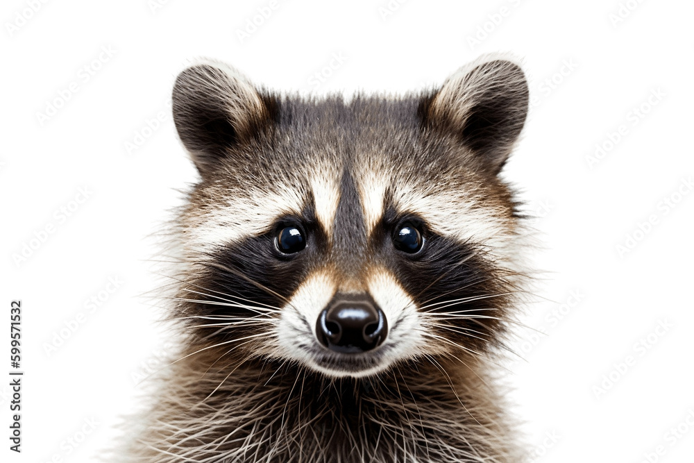 Isolated Raccoon Face on Transparent Background