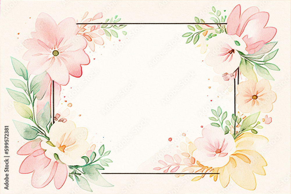 Elegant and beautiful floral greeting card and landscape illustration