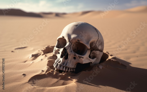 abandoned skull on desert created with Generative AI technology © Poprock3d