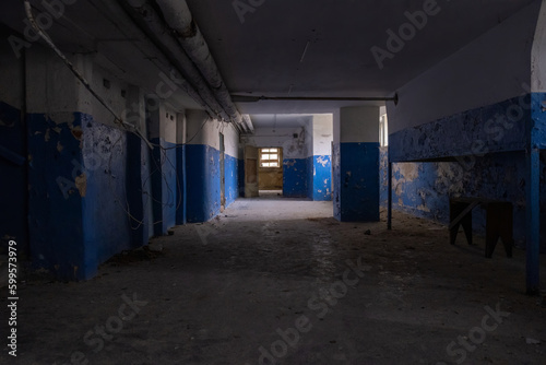 abandoned old school corridor