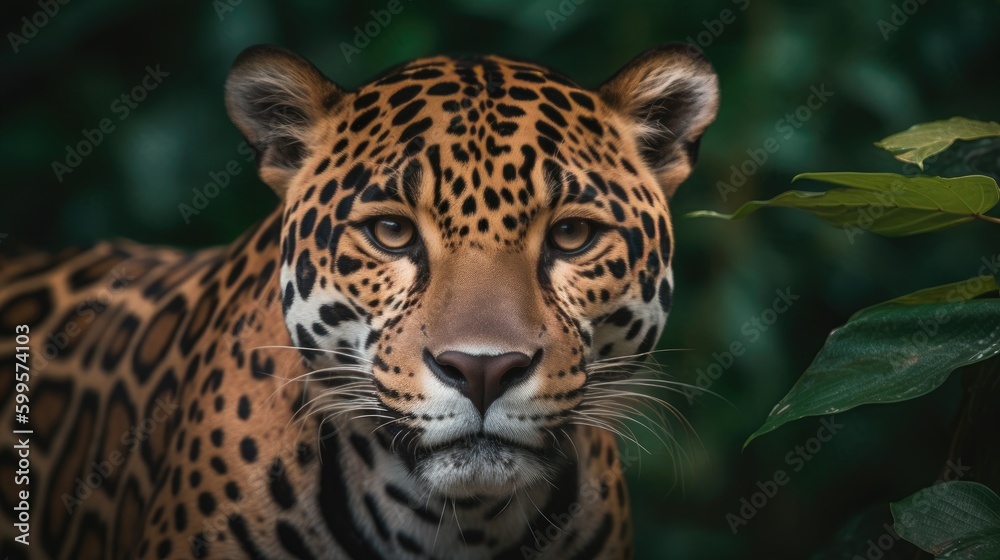 A majestic leopard in the Amazon forests. Generative AI A majestic leopard in the Amazon forests. Generative AI