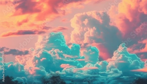 Colorful and white clouds, Generative Ai