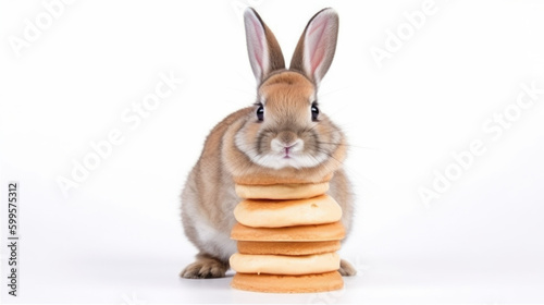bunny with pancakes created with Generative AI technology