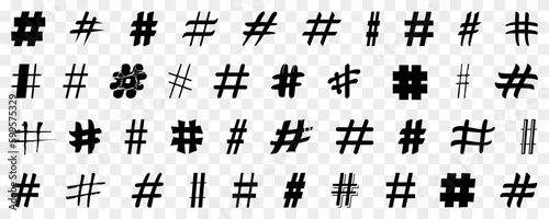 Black hashtag symbol collection. Set of hash tag icon. Hashtag symbol collection