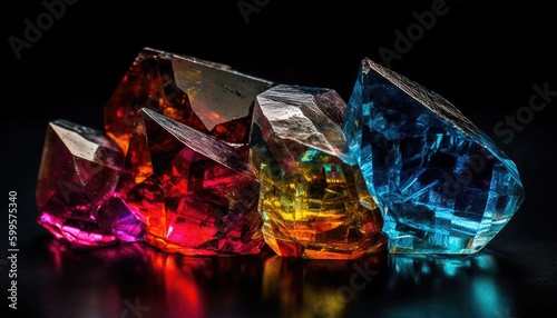 Colorful gem crystal multicolored stones neural network Generative Ai