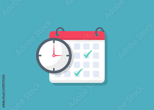 Calendar with planned cases in a flat design. Calendar countdown deadline date. Reminder calendar with check