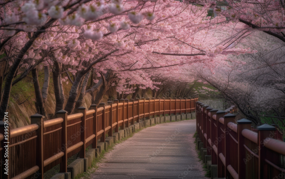 sakura walkway created with Generative AI technology