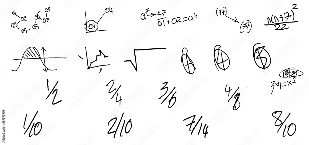 Set collection Freehand drawing school homework items on a sheet of exercise book. Back to School. On transparent background (PNG). Set collection Freehand drawing school homework items on a sheet of exercise book. Back to School. On transparent background (PNG).