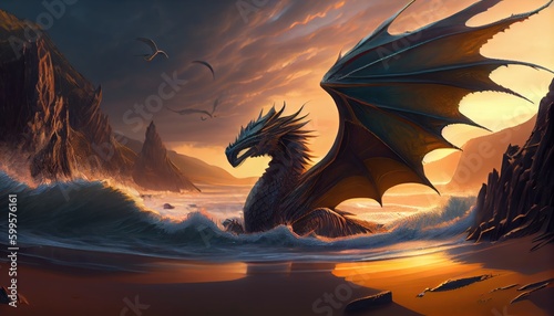 Amazing and Beautiful Dragon. Generative AI © Thao