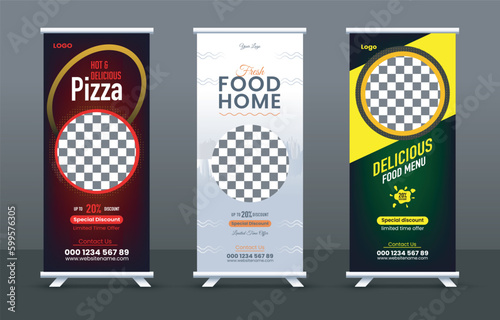 Delicious Creative Restaurant Food Rollup Stand Banner Design Template 