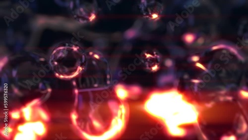 lighting blue rose and orange transpicuous liquid bubbles - loop video
