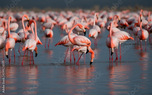 flamingos created with Generative AI technology