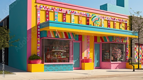 A whimsical and playful exterior of a toy store. Generative AI 