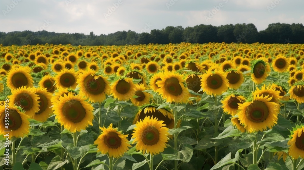 Fototapeta premium sunflower field created with Generative AI technology