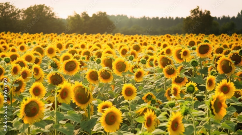 Obraz premium sunflower field created with Generative AI technology