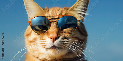 orange cat wearing sunglasses created with Generative AI technology