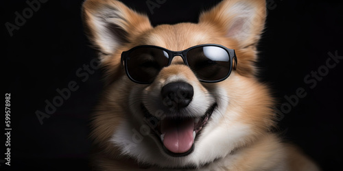 Funny dog wearing sunglasses created with Generative AI technology © Poprock3d