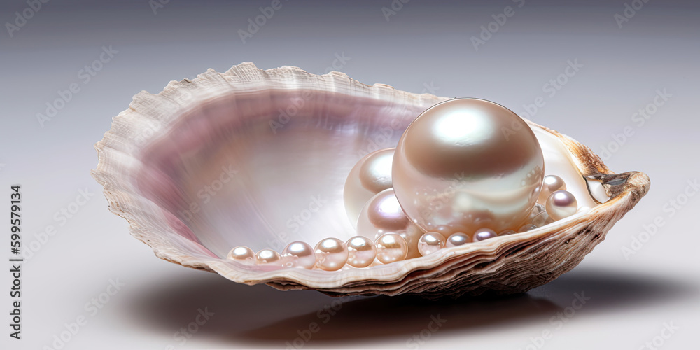 shell pearl isolated created with Generative AI technology - obrazy, fototapety, plakaty 