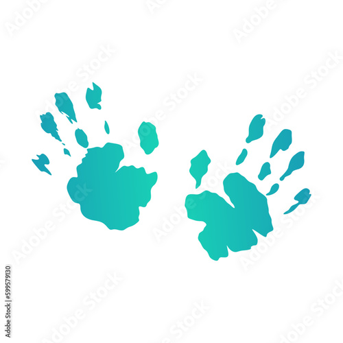 Childs Handprint in Vector Format, Kids Handprint Vector File in Teal and Blue