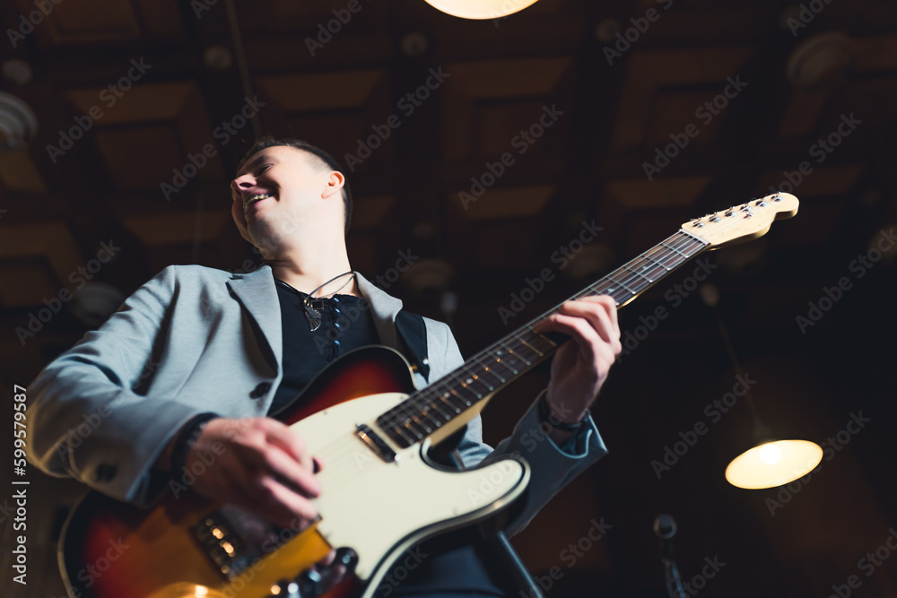 Obraz premium Rock band rehearsal in the studio. High quality photo