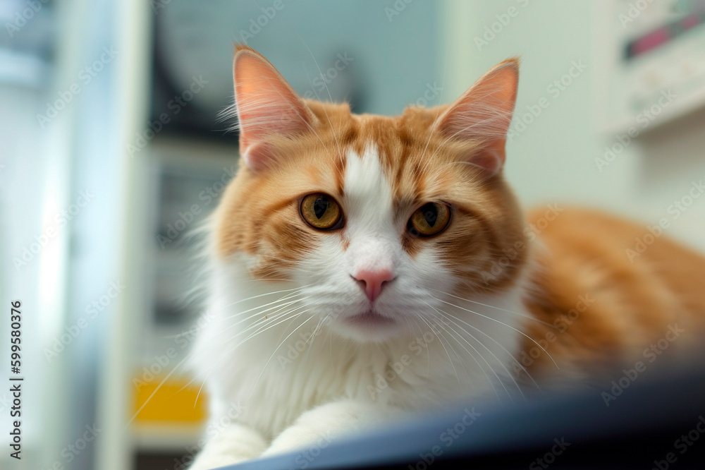 Cat in vet clinic, Ai generative