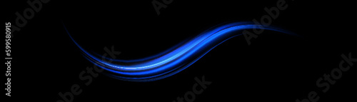 Light blue glowing effect. Glowing white speed lines. Abstract traffic lines on the road. Light trail wave, fire path trace line, car headlights, optical fiber and filament curve swirl png.
