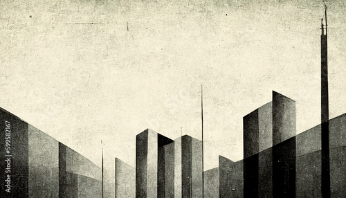 Abstract Bauhaus style background. Trendy aesthetic Bauhaus architecture design. Generative AI