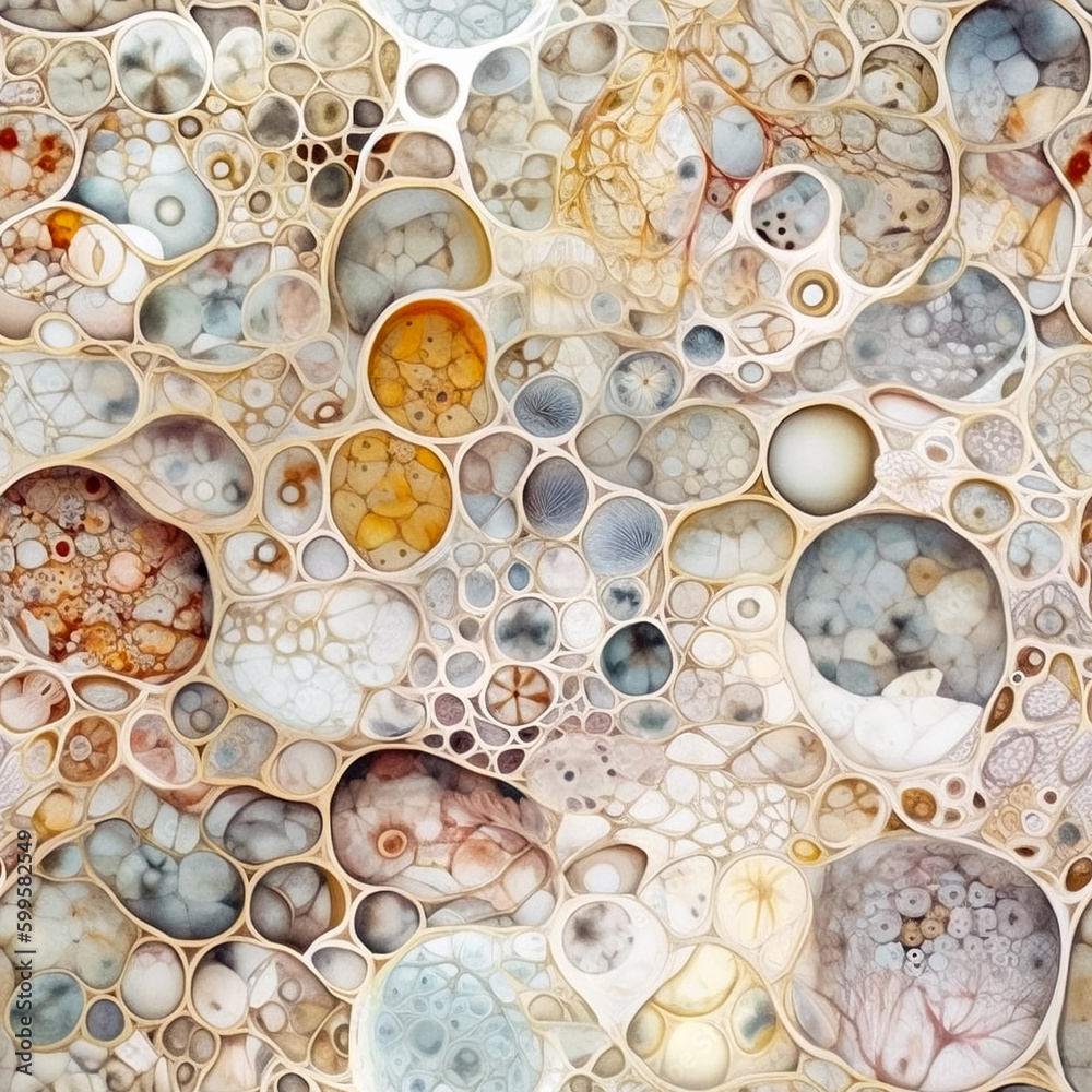 Seamless pattern with intricate organic texture of whimsical pebbles in ...