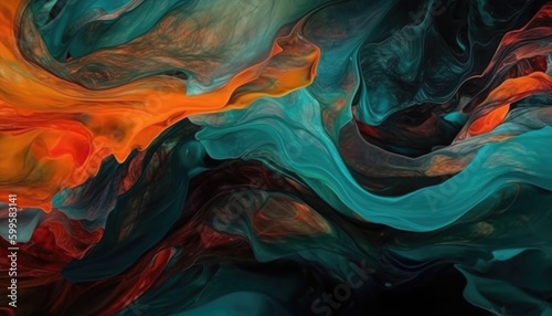 White, blue, black, orange wave background, white background, black background, Generative Ai