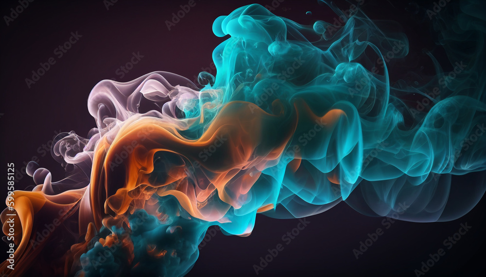 Obraz premium Colorful smoke on black, Abstract colorful smoke wallpaper background, Generative AI