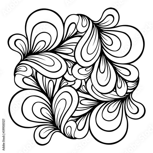 Vector abstract black and white floral motif