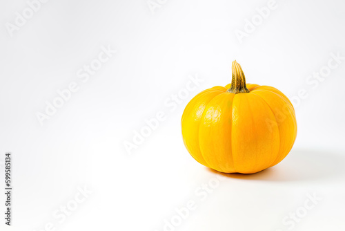 Fresh orange pumpkin isolated on white background with copy space. Created with Generative AI Technology
