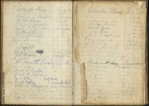 Old book page with ledger paper
